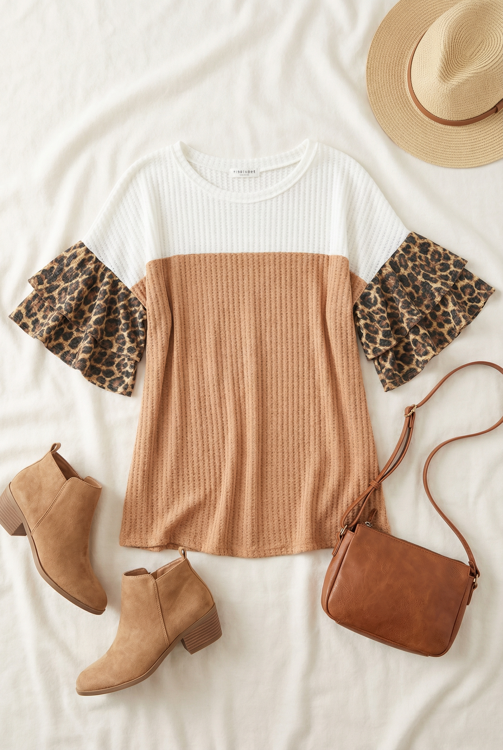 Erable Color Top Color Block Animal Top