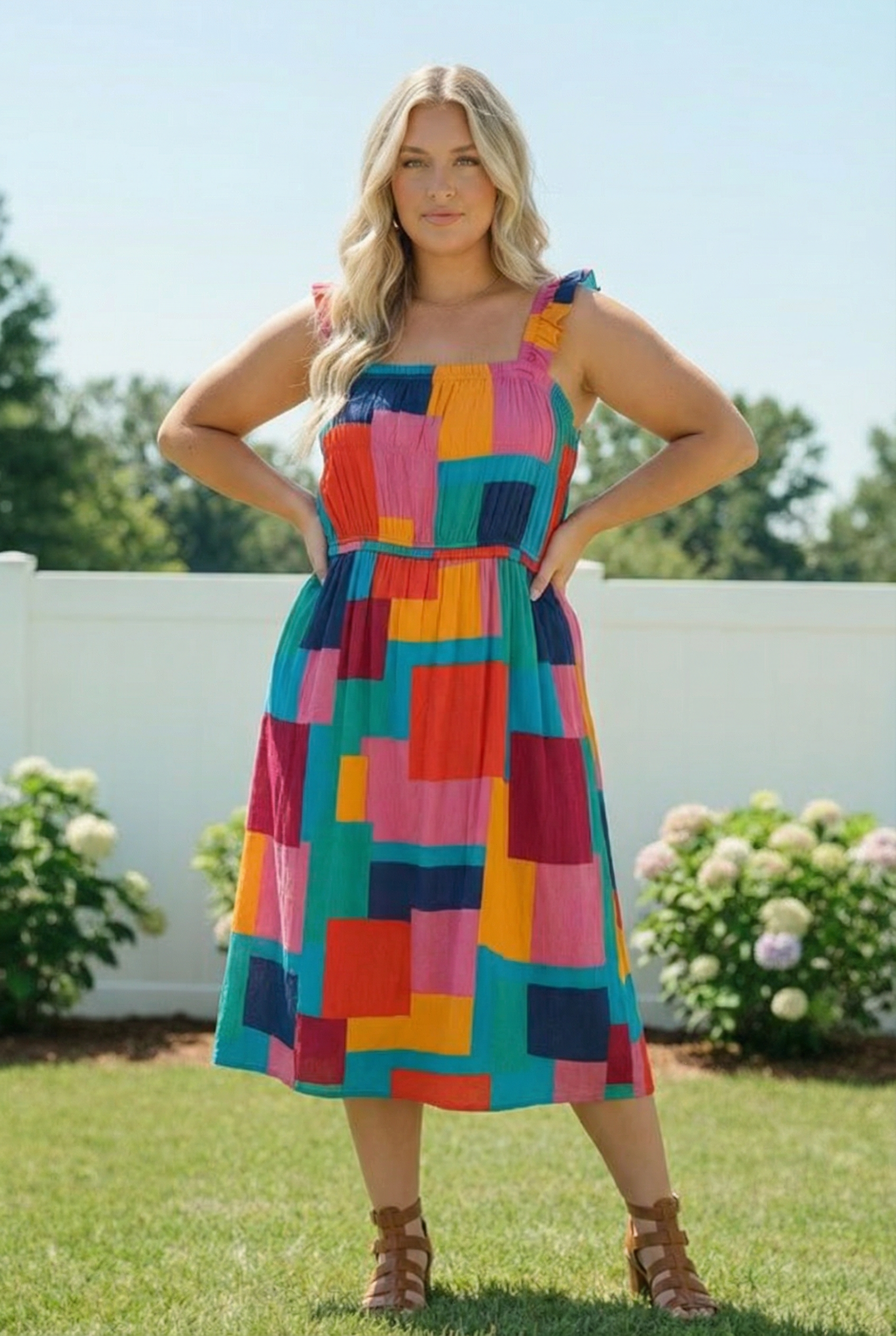 Plus Color Multi Design Dress