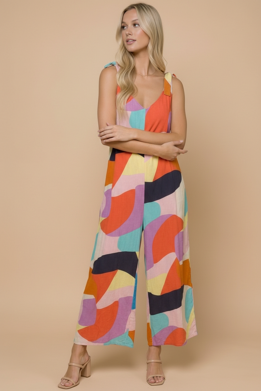 Plus Geo Multi Lined Jumpsuit