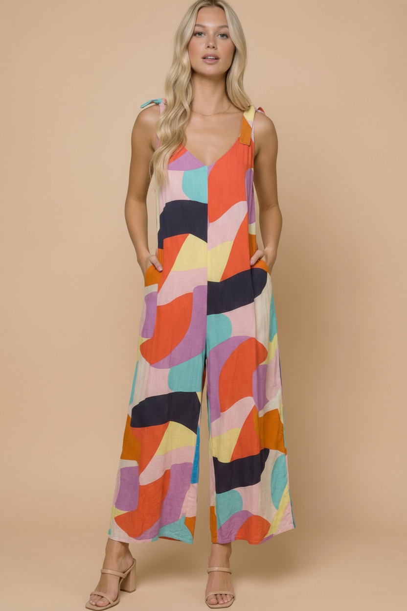 Plus Geo Multi Lined Jumpsuit