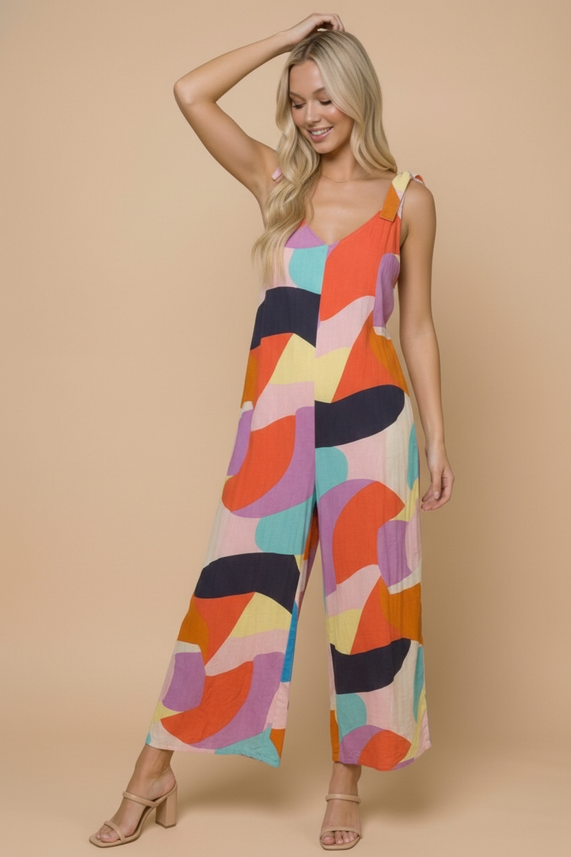 Plus Geo Multi Lined Jumpsuit
