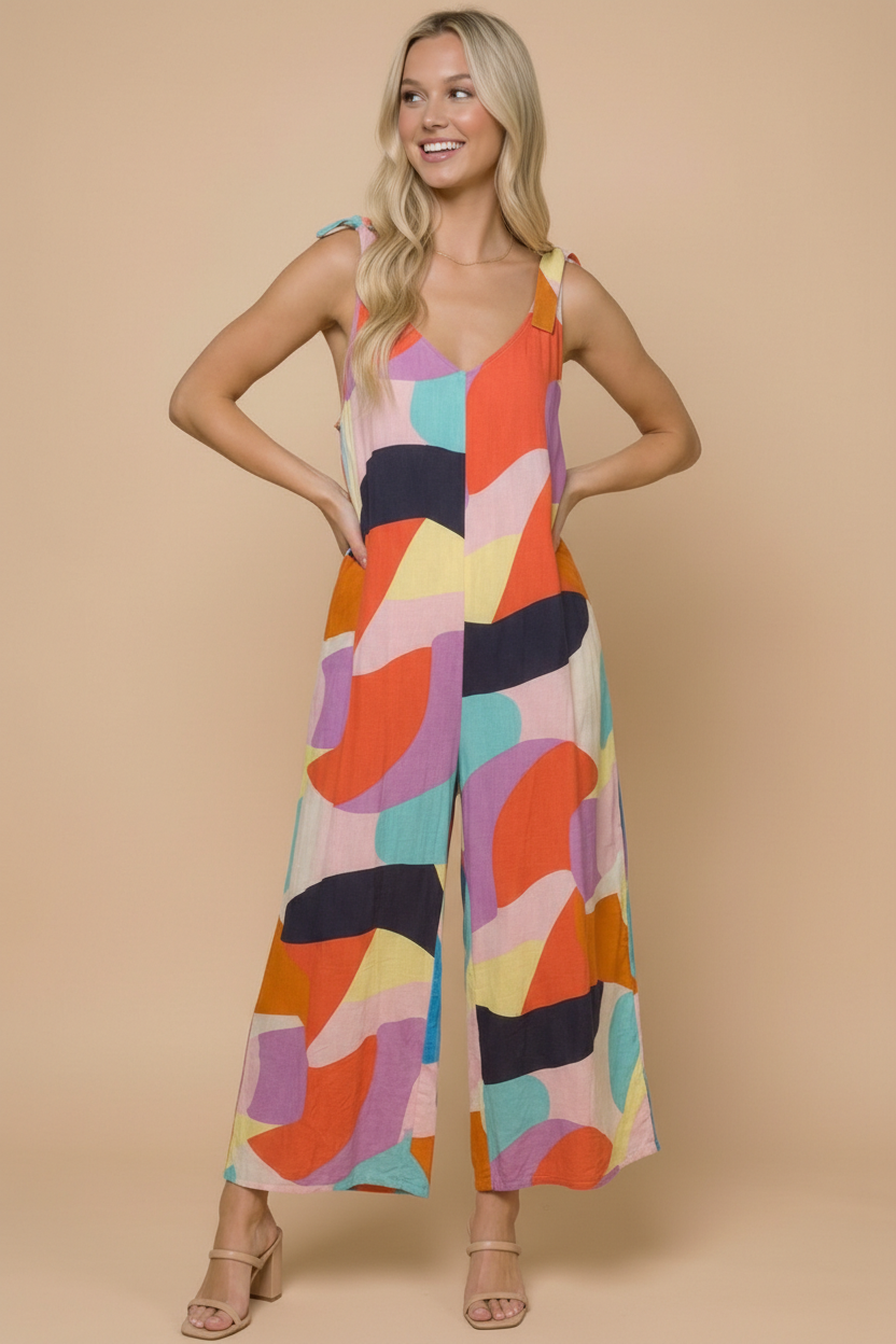 Plus Geo Multi Lined Jumpsuit