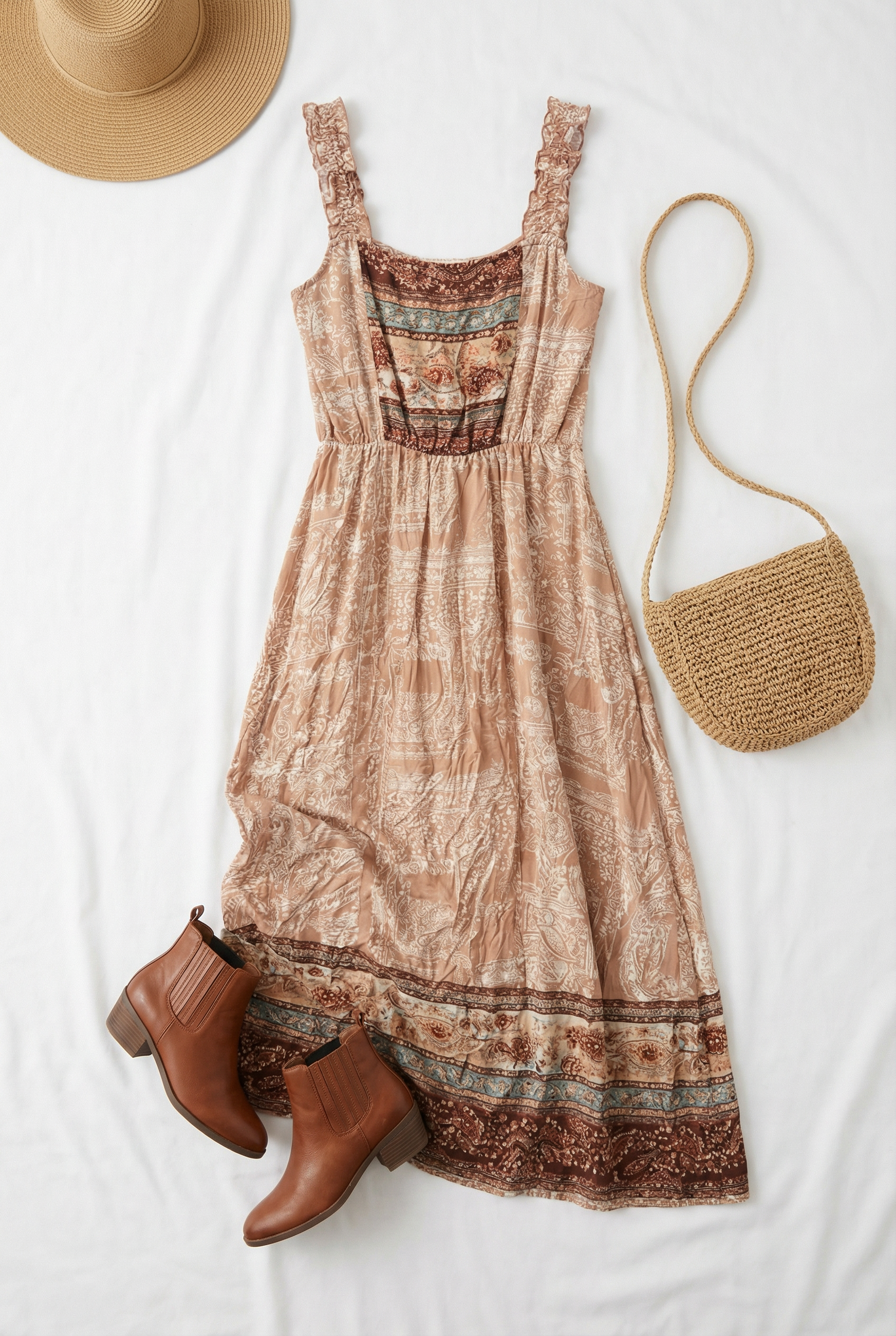 Boho Paisley Floral Maxi Dress