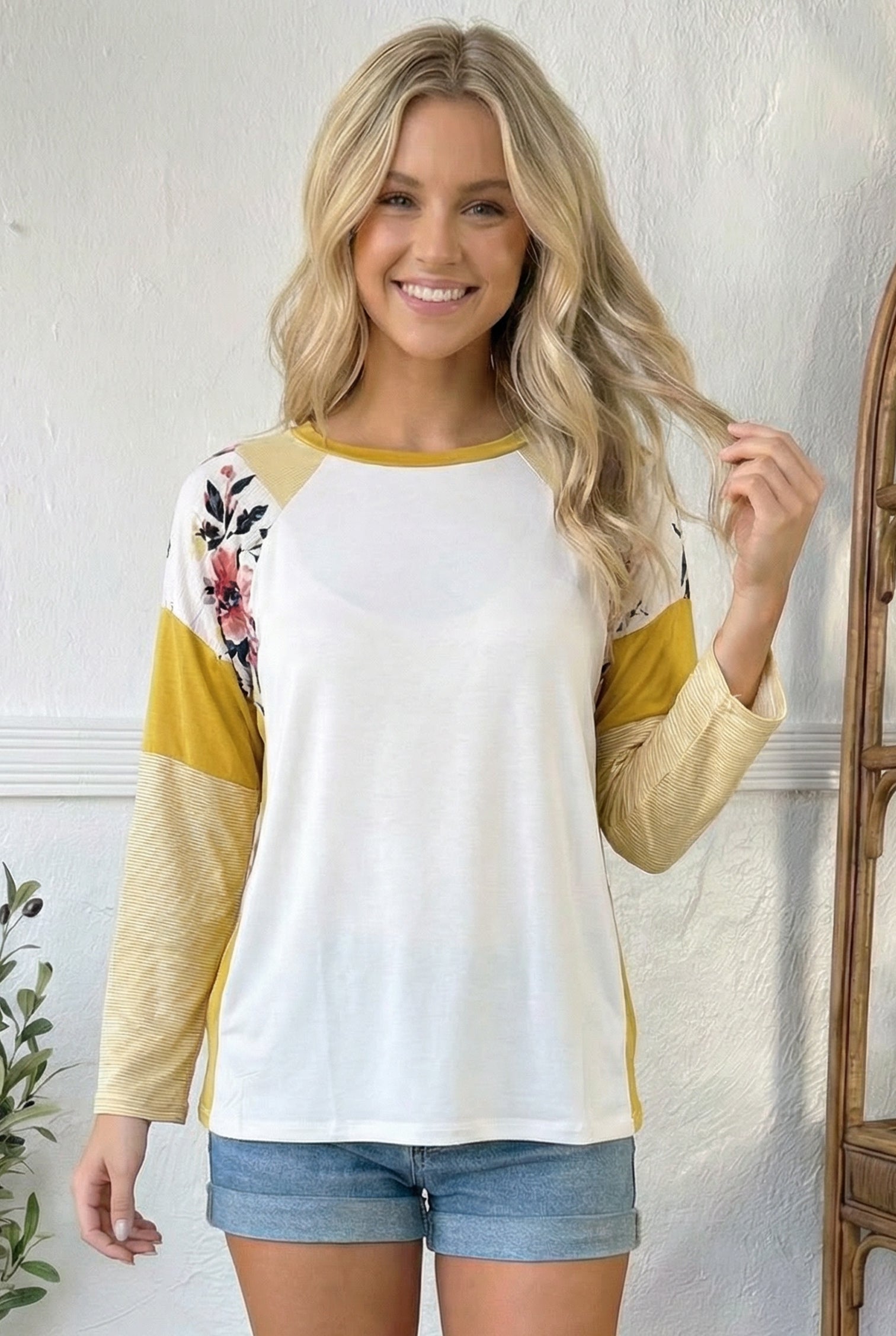Ivory & Mustard Floral Top